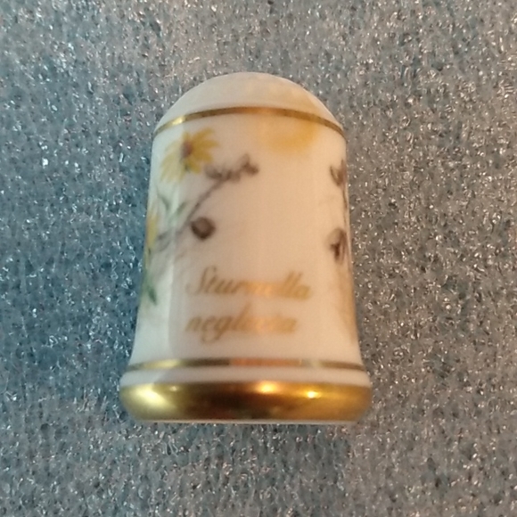 Franklin Porcelain 1979 Thimble Birds Flowers Western Meadowlark Sturnella - Picture 2 of 4